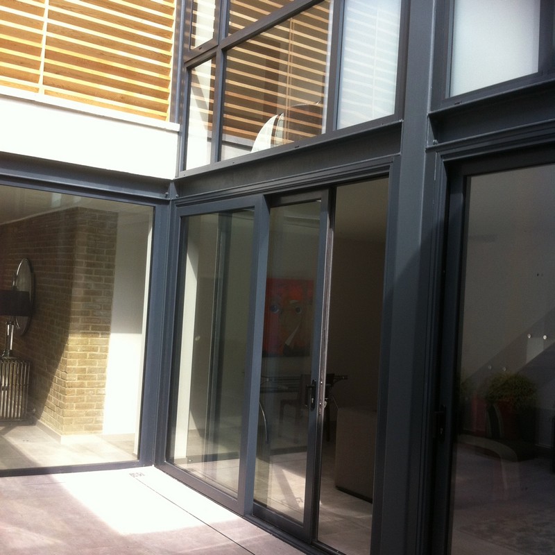 Anthracite aluminium sliding patio doors fitted in Hornsey